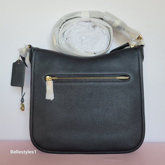 COACH Chaise Pebbled Leather Crossbody Bag- Black color ⭐ - Picture 7 of 16